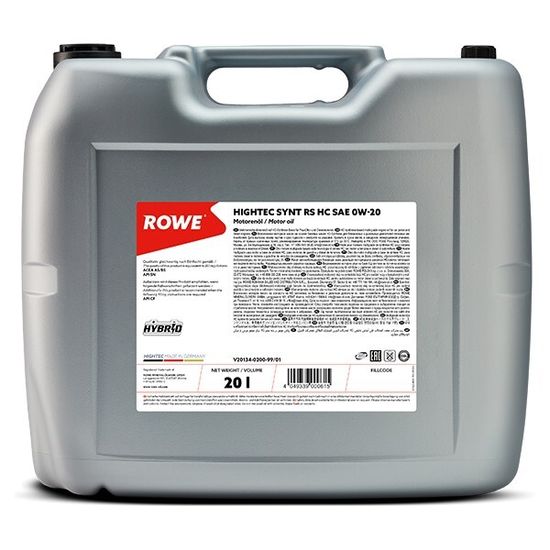 HIGHTEC SYNT RS HC SAE 0W-20 ROWE моторное масло 20 Литров