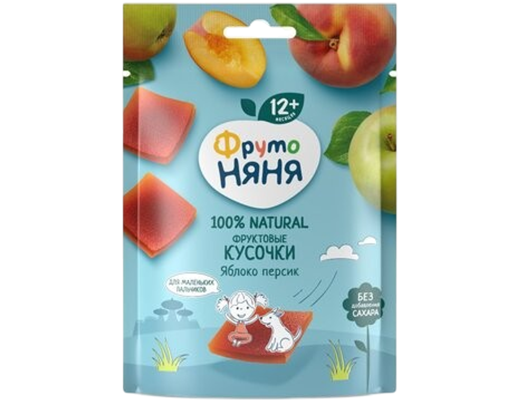Фруктовые кусочки ФрутоНяня 53г из яблок и персиков