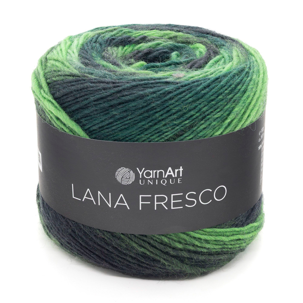 Лана Фреско (Lana Fresco) пряжа YarnArt 100%шерсть 4х100г/380м (8104 ярко зеленый-зеленый-изумруд)