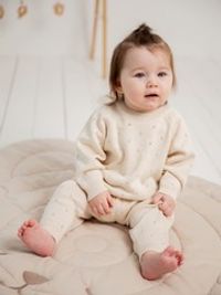 Костюм вязаный "Экрю" ажурный 0+