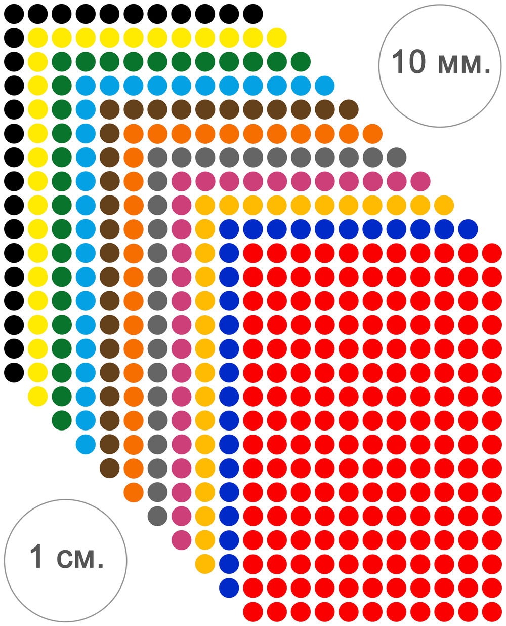 Виниловые наклейки для упаковки и маркировки Policomprint M10. 10 мм. 176 шт.