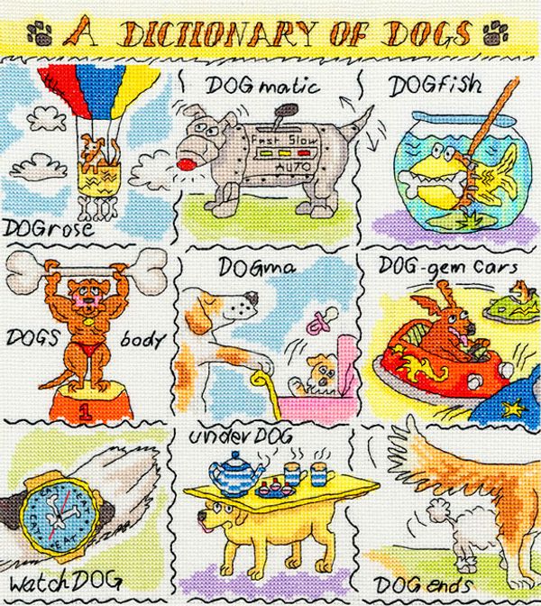 Набор для вышивания нитками Bothy Threads, Dogs (Собаки), 26х28 см