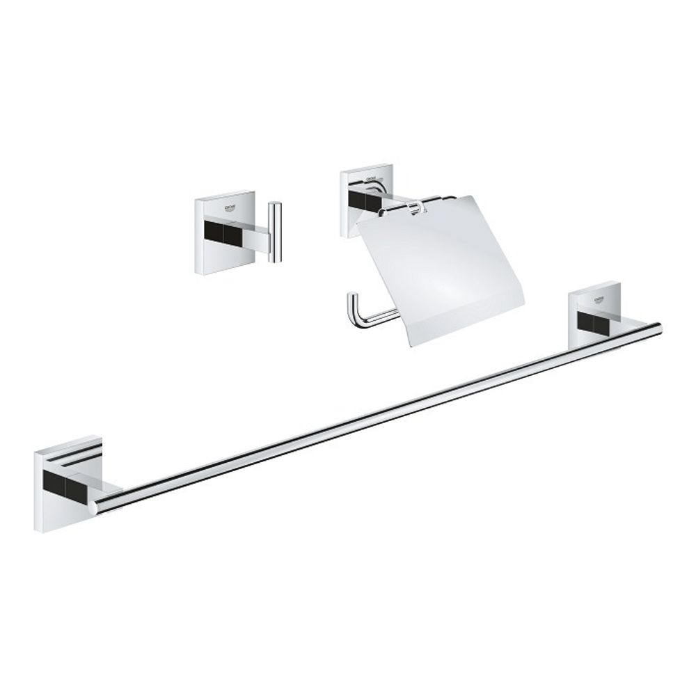 Набор аксессуаров GROHE Start Cube 3 в 1 (крючок для банного халата, держатель для туалетной бумаги с крышкой, держатель полотенца) 41124000 Набор аксессуаров GROHE Start Cube 3 в 1 (крючок для банного халата, держатель для туалетной бумаги с крышкой, держатель полотенца) 41124000