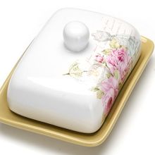 Маслёнка с крышкой Loraine 26324 Пионы