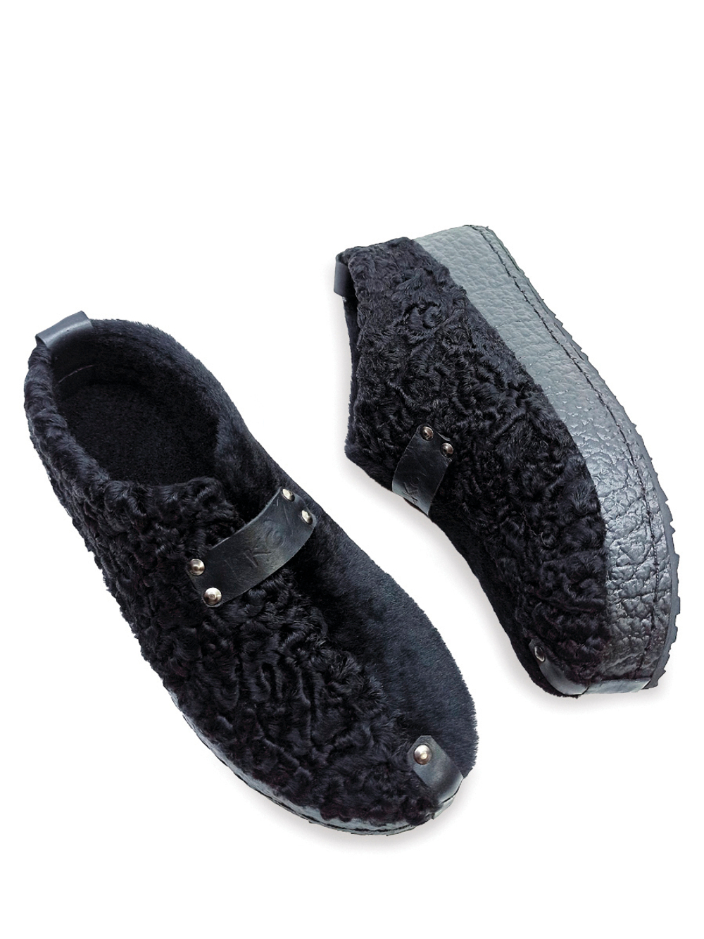 Туфли меховые "Double Black"