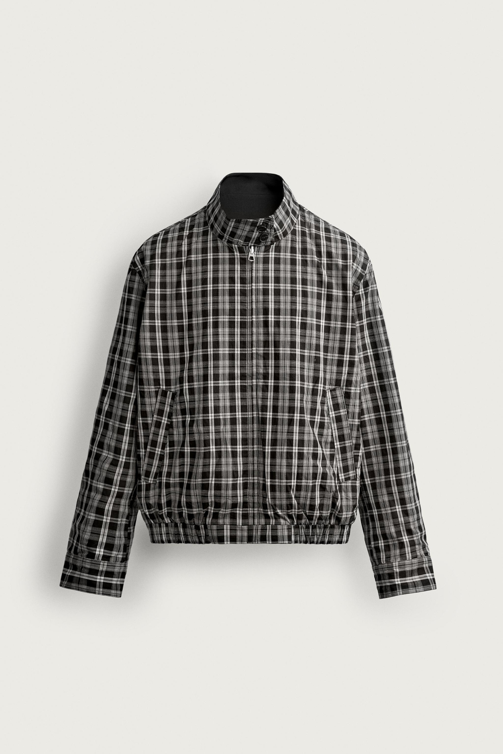 ZARA ДВУСТОРОННЯЯ КУРТКА В КЛЕТКУ, ЧЕРНЫЙ