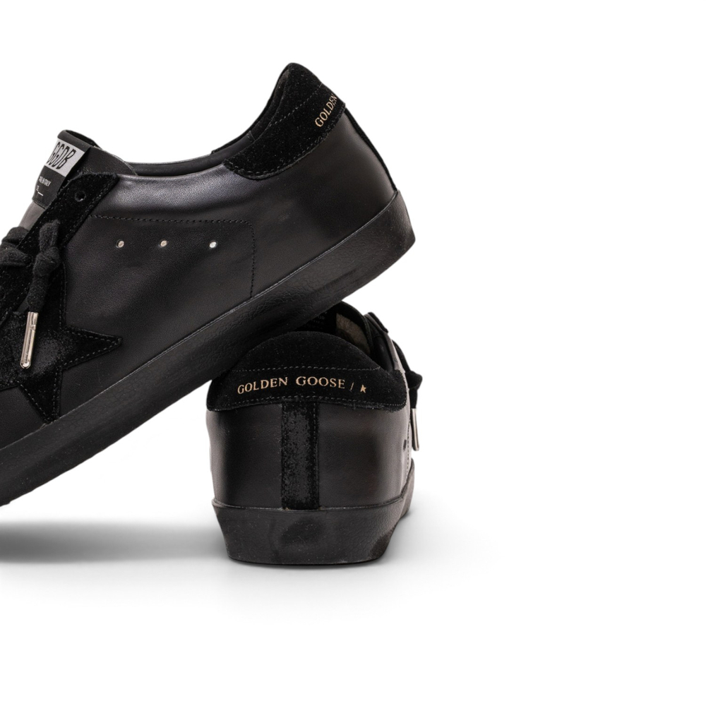 Men's Super-Star in black nappa with suede details and black foxing