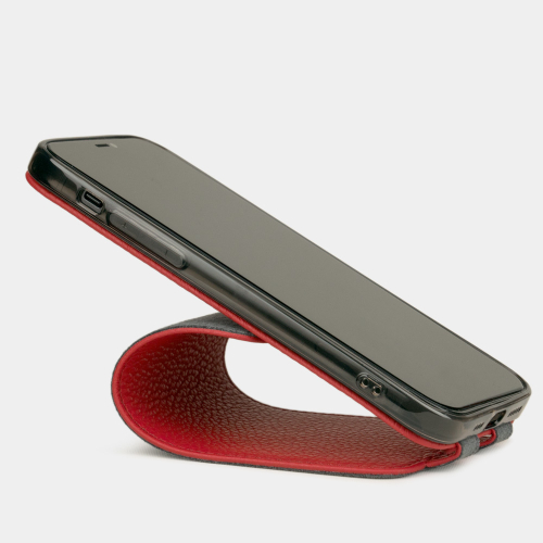 Чехол для iPhone 12 Mini из натуральной кожи теленка, красного цвета