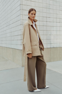 ZARA ТРЕНЧ С ВОРОТНИКОМ-СТОЙКОЙ И ПОЯСОМ, РЫЖЕВАТО-КОРИЧНЕВЫЙ