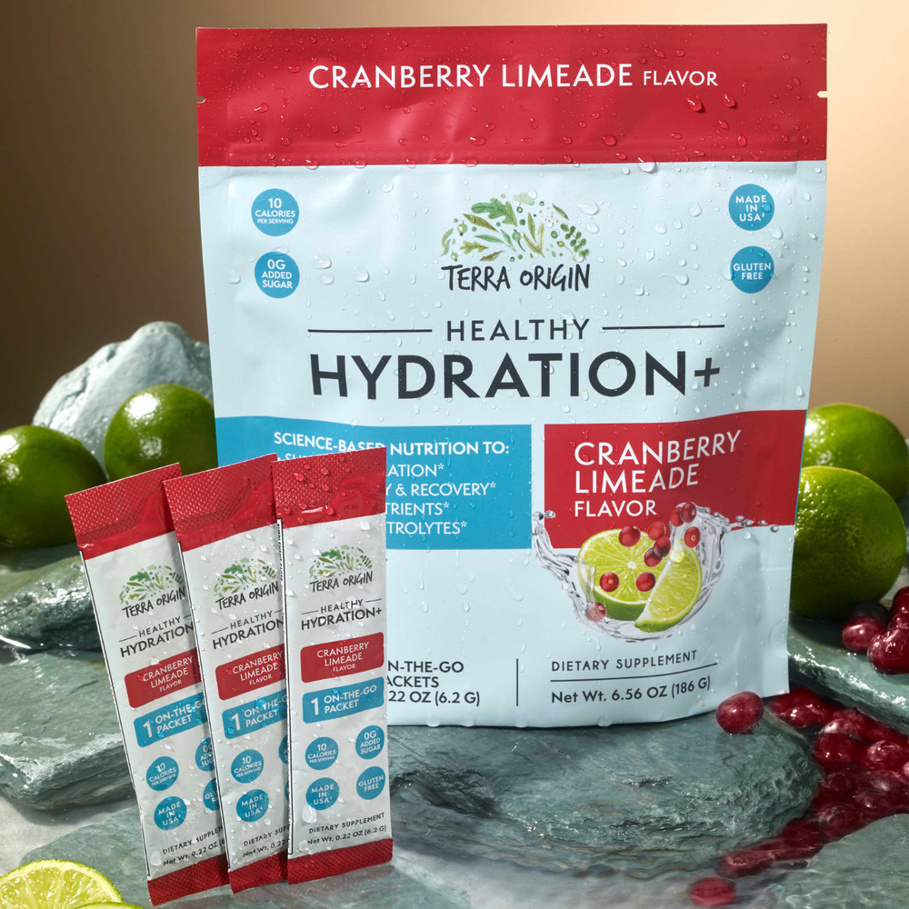 Terra Origin, Healthy Hydration+, клюквенный лаймад, 30 пакетиков On the Go, 6,2 г (0,22 унции) каждый
