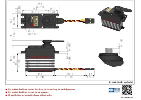 Сервопривод Hitec HS7980-TH(36.0-44.0 кг/см, 21.0-0.17сек/60°, 78,2г.)