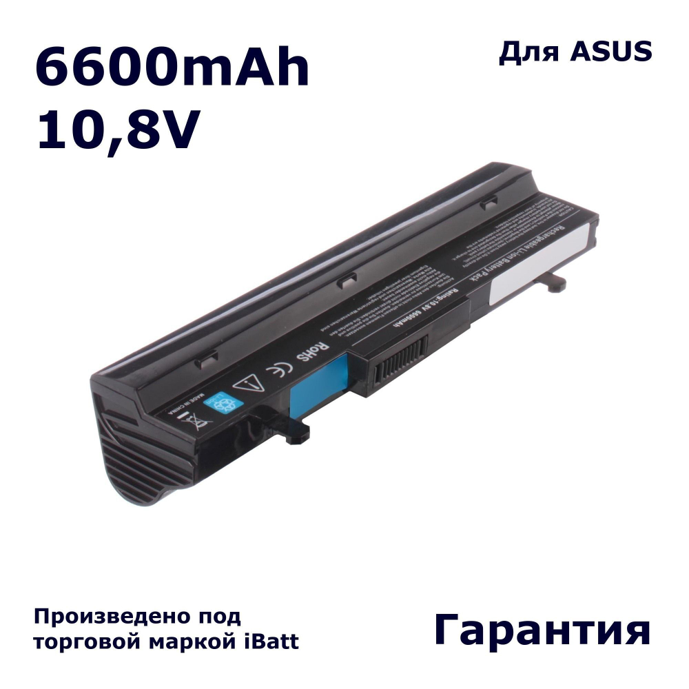 Аккумулятор iBatt 6600mAh, для Eee PC 1005PE 1005HAG 1001PG 1001HAG 1101 1005PR 1005H 1001PQ 1005HAB R105 1005HA-V R101
