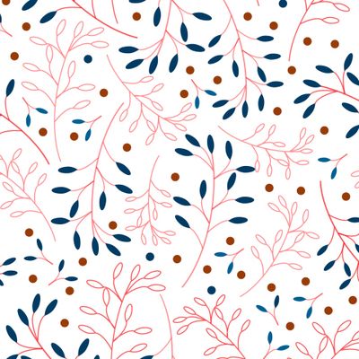 Blue and red flowers on white