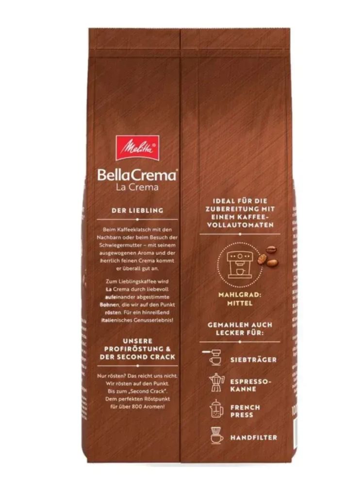 Кофе в зернах Melitta Bella Crema La Crema, 1 кг, 2 шт