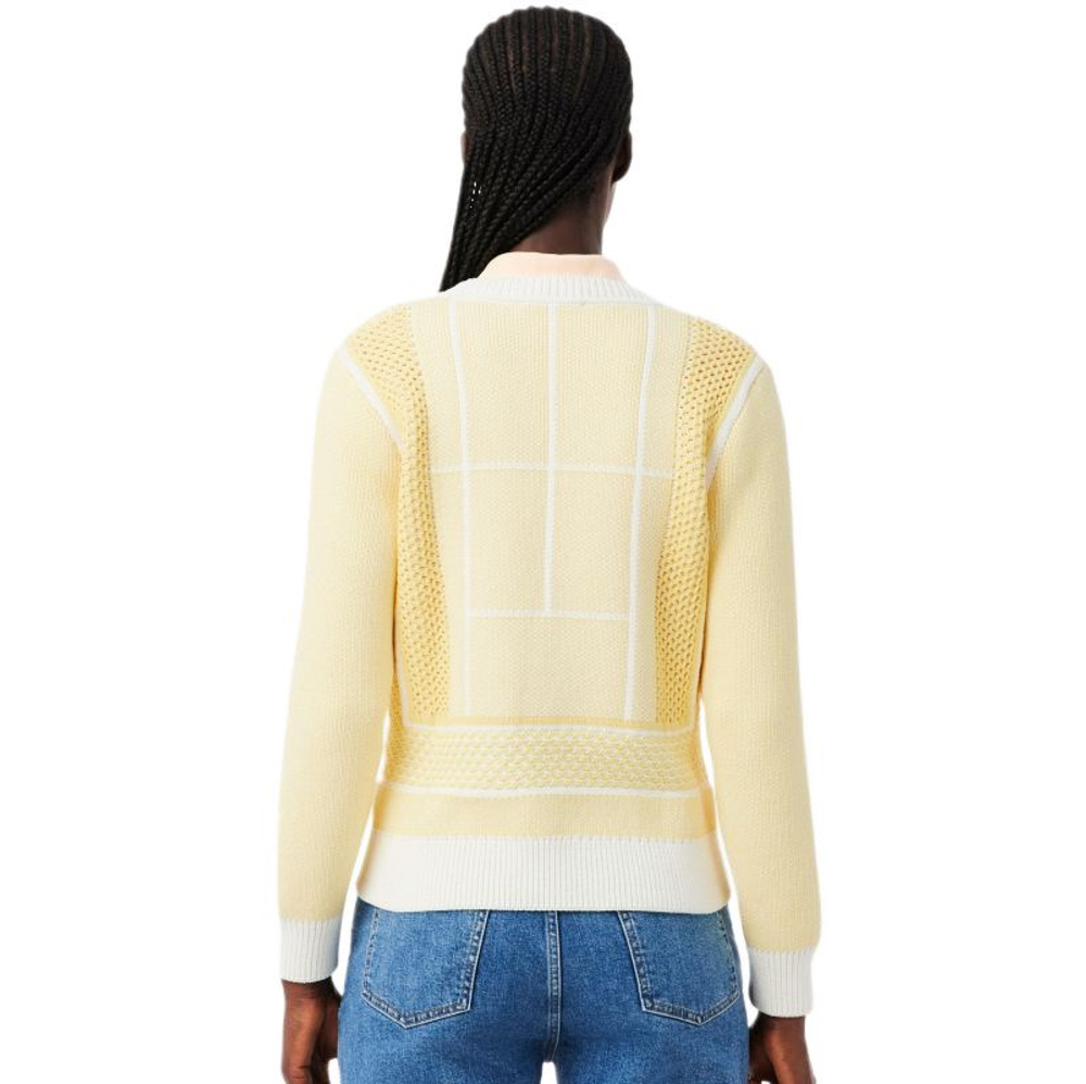 Женская теннисная куртка Lacoste Tennis Court Graphic Jacquard - flour/yellow