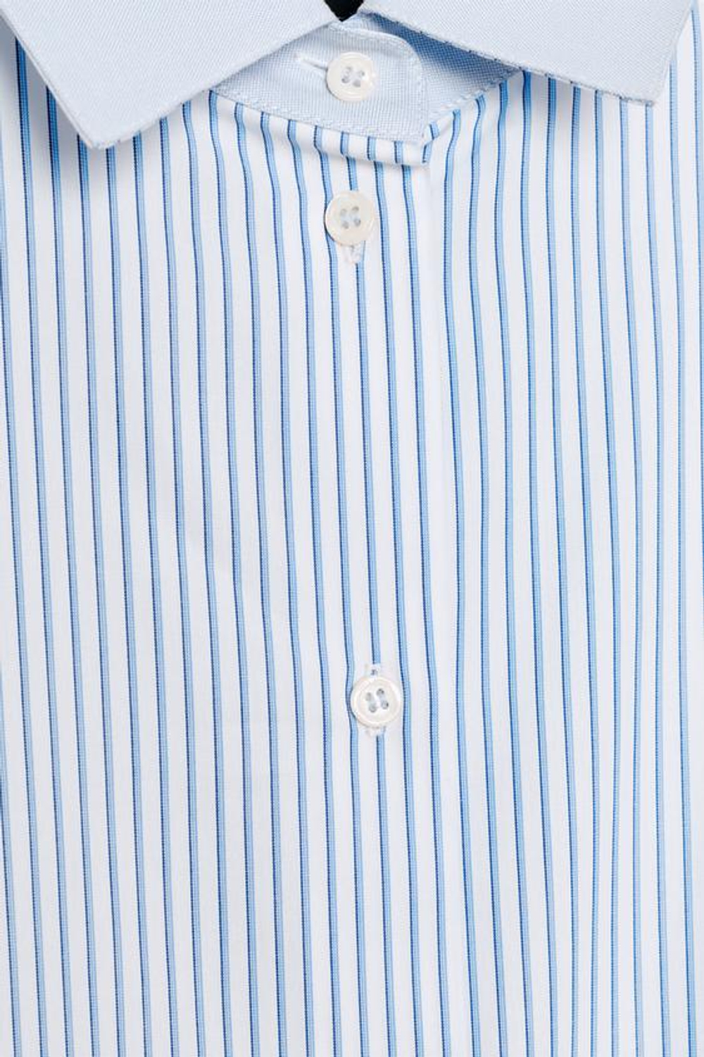 ZARA РУБАШКА ОКСФОРД В ПОЛОСКУ С КОНТРАСТНЫМИ ДЕТАЛЯМИ — ZW COLLECTION, СИНИЙ