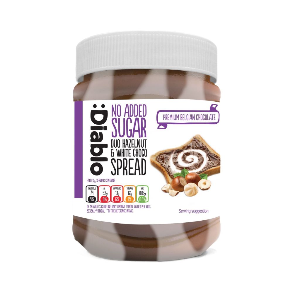 Шоколадная паста с фундуком и белым бельгийским шоколадом Duo 350 г (Diablo Sugar Free)
