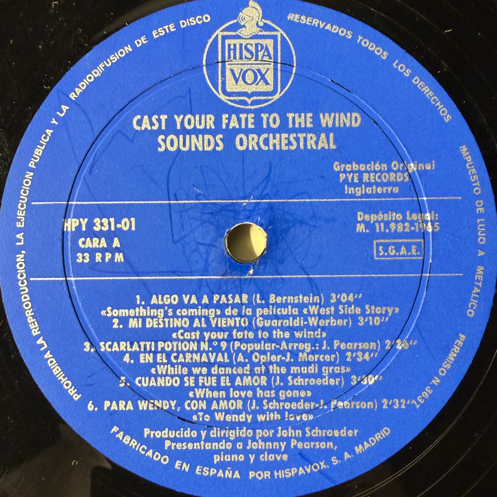 Sounds Orchestral ‎– Cast Your Fate To The Wind (Испания 1965г.)