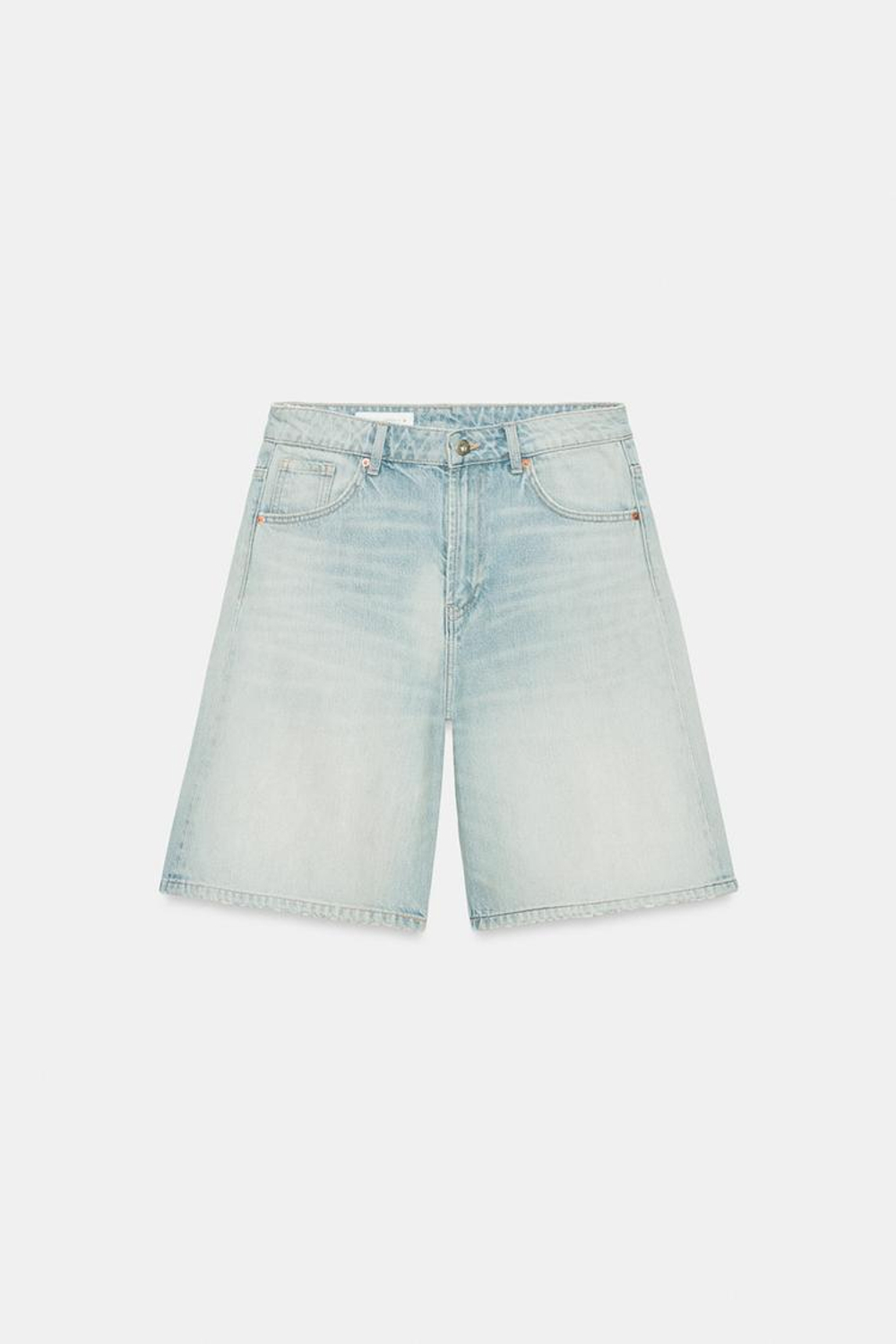 ZARA ДЖИНСОВЫЕ ШОРТЫ TRF BAGGY СО СРЕДНЕЙ ПОСАДКОЙ, ГОЛУБОЙ