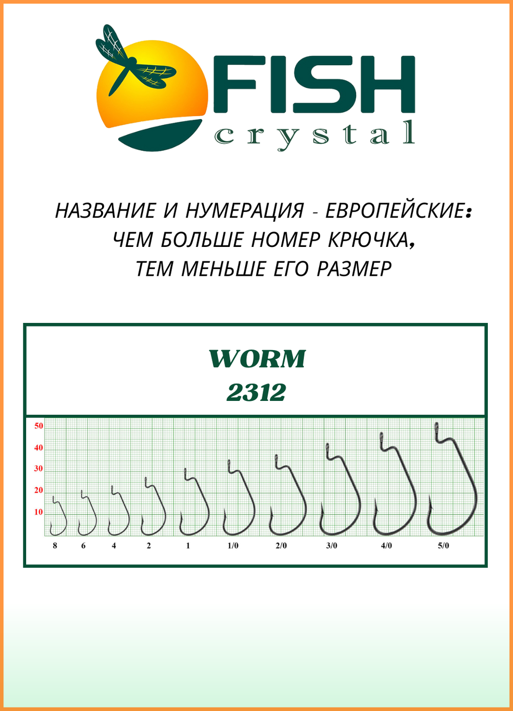 Крючок рыболовный Fish Crystal (офсет) WORM 2312 №1 (5 упаковок)