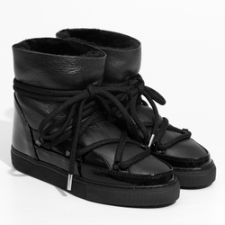 Высокие комбинированные кеды INUIKII Sneaker Gloss Black на меху
