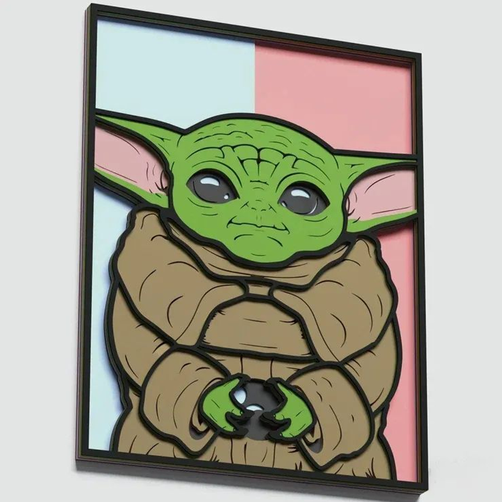 3D Картина по номерам из дерева Грогу (Малыш Йода), 38x50 см