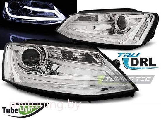 Передние фары tube light chrome для VW Jetta VI