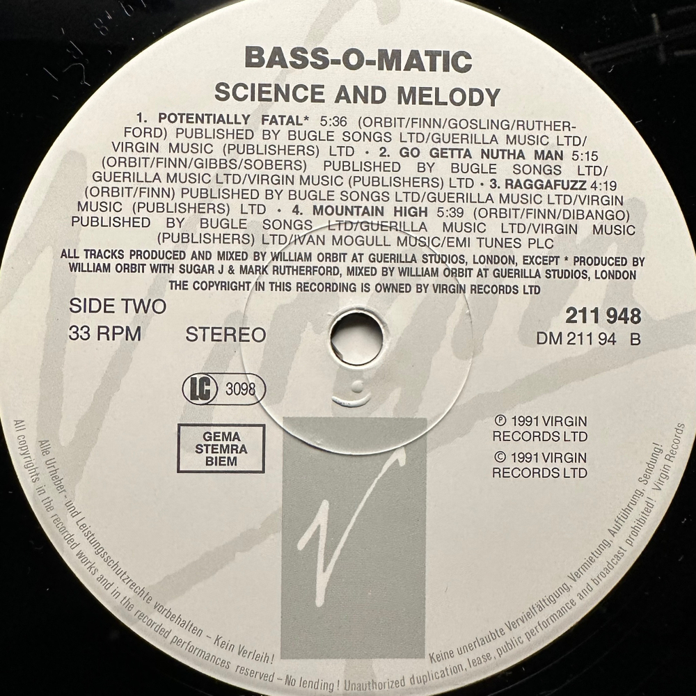 Bassomatic - Science And Melody (Англия 1991г.)