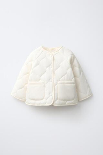ZARA СТЕГАНАЯ КУРТКА WATER REPELLENT, ЭКРЮ