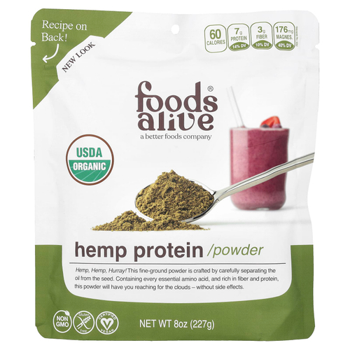 Foods Alive, Порошок из органического конопляного протеина, 227 г (8 унций)