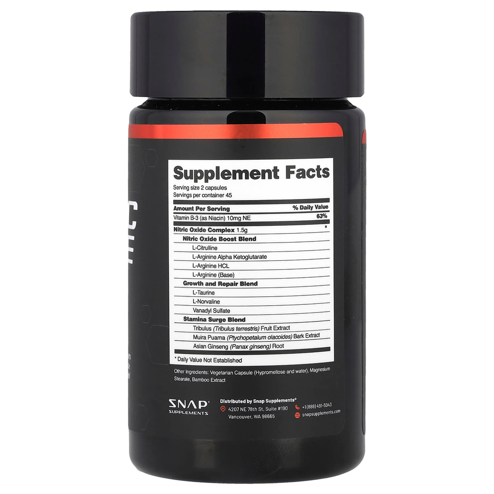 Snap Supplements, Усилитель оксида азота, 90 капсул