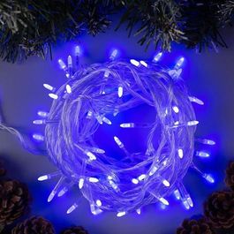 Гирлянда "Нить" 10 м с насадками "Игла", прозрачная нить, 100 LED, свечение синее, 8 режимов, 220 В
