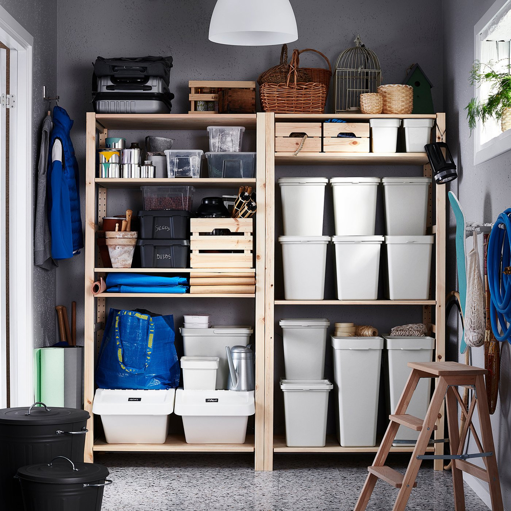 IKEA HÅLLBAR  (ИКЕА ХОЛЛБАР)  -  Ведро с крышкой - светло-серый 10 л
