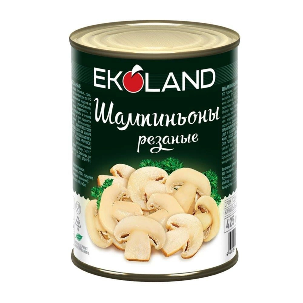 Шампиньоны Ekoland, резаные, 400 гр. 425 мл. 3858