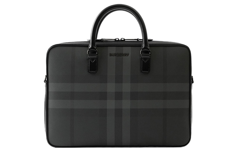 Burberry Calfskin Decoration Handbag, Shoulder Bag, Crossbody Bag, Briefcase Men"s Charcoal Black