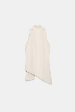 ZARA АСИММЕТРИЧНЫЙ ТОП С ЗАВЯЗКАМИ — ZW COLLECTION, ЭКРЮ