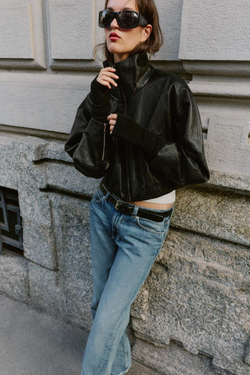 ZARA ДЛИННЫЕ ТРИКОТАЖНЫЕ МИТЕНКИ, ЧЕРНЫЙ