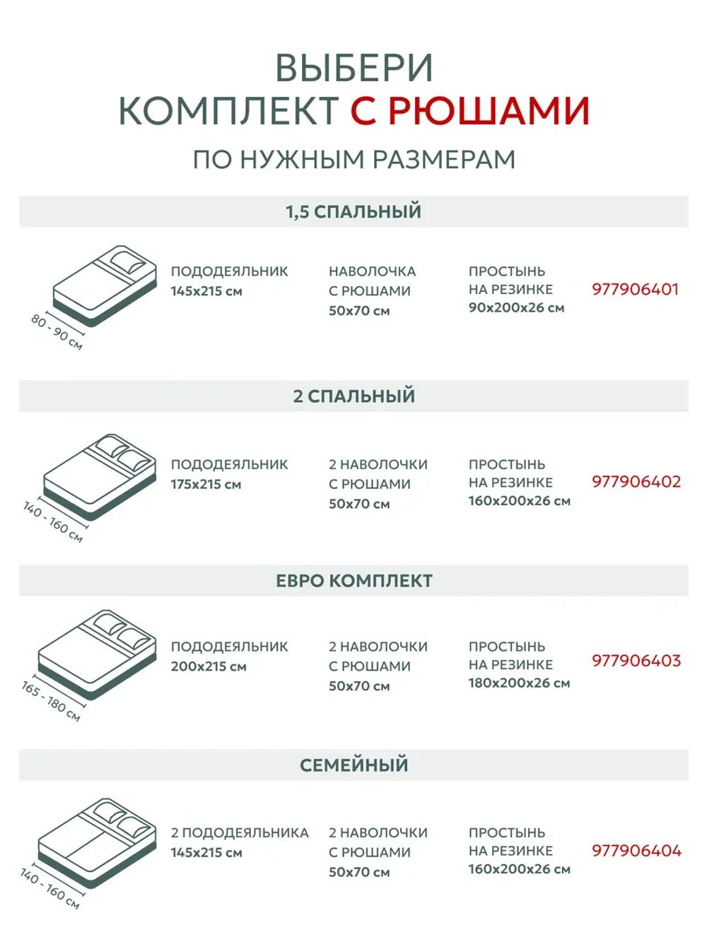 Постельное белье 2 сп наволочки с рюшами 50х70 перкаль