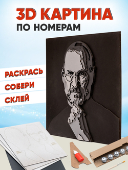 3D картина по номерам Стив Джобс, Портрет, SamCraft, подарочный набор для творчества