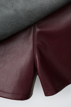 ZARA ЮБКА-ШОРТЫ ИЗ ИСКУССТВЕННОЙ КОЖИ, БУРГУНДИ