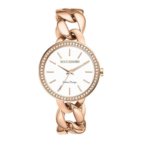 Часы Boccadamo LadyB Rosegold White LB007 BW/RG  с минеральным стеклом, кристаллами Swarovski