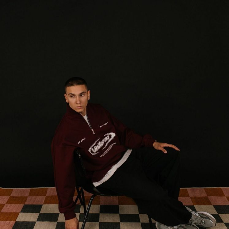 Cвитшот UNIFORM Half-zip Heavy Athletic, бордовый