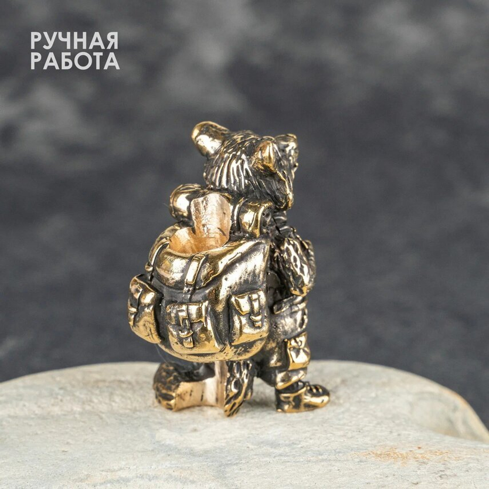 Бусина «Енот-турист» темлячная из латуни