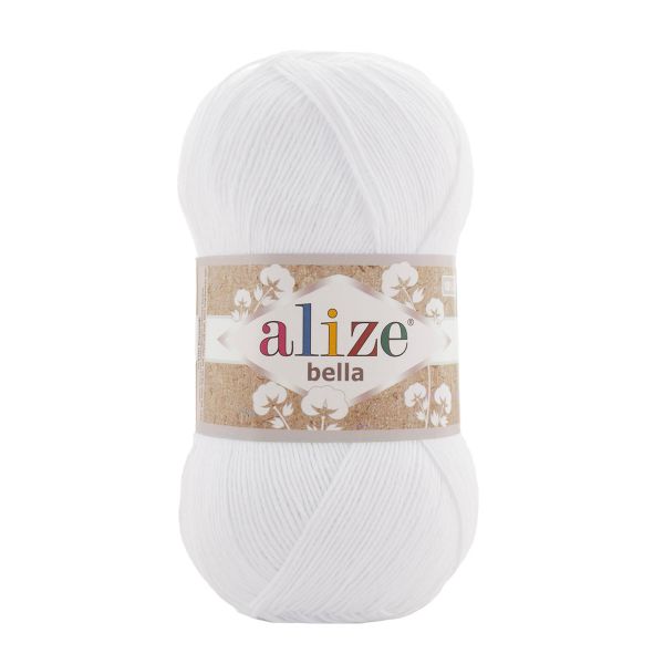 Пряжа Alize (Ализе) Bella 100 / уп.5 мот. по 100 г, 360м, 055 белый A