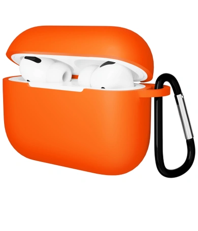 Чехол для Airpods Pro Gurdini прорезиненный soft touch c карабином Оранжевый
