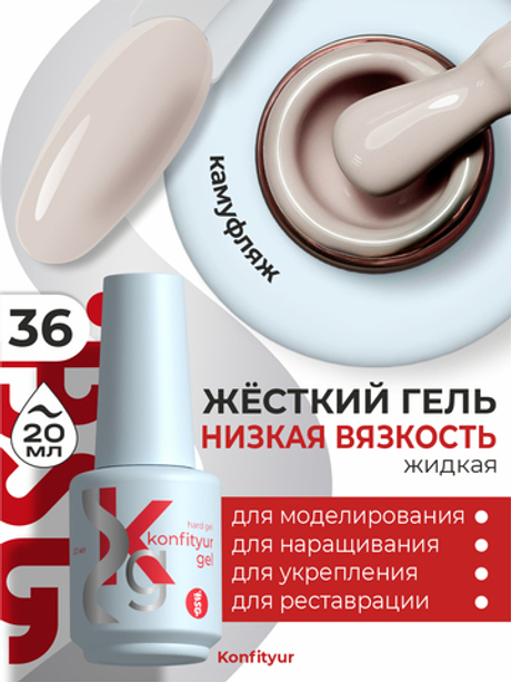 BSG Жёсткий гель в бутылке Konfityur №36 НИЗКАЯ ВЯЗКОСТЬ (20 мл)