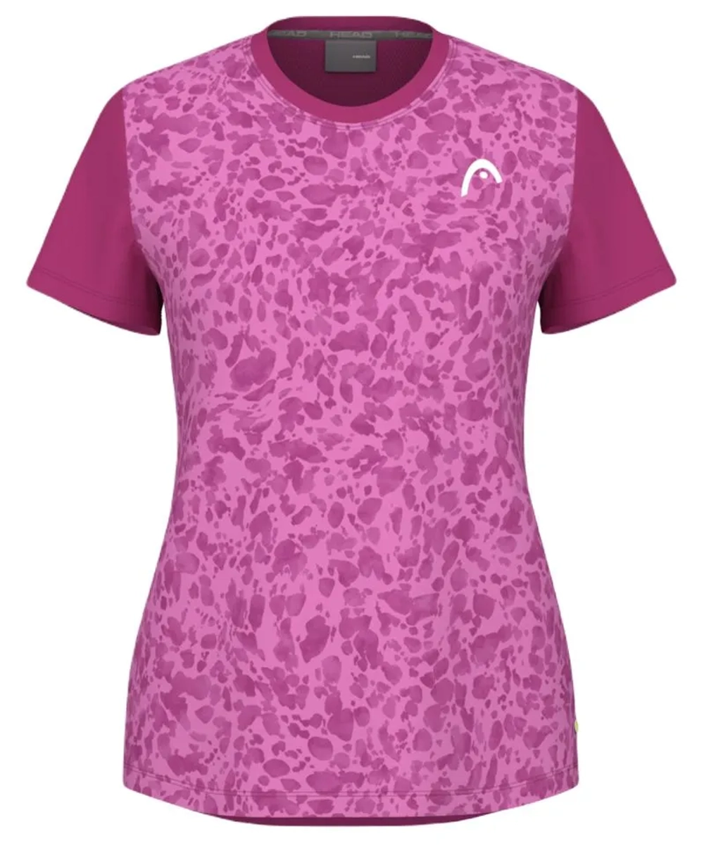 Женская теннисная футболка Head Tie-Break II - print vision white/vivid pink