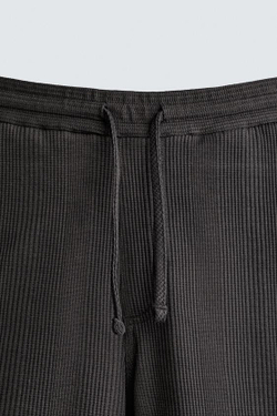 ZARA ШОРТЫ RELAXED FIT ИЗ РЕЛЬЕФНОЙ ТКАНИ, УГОЛЬНЫЙ