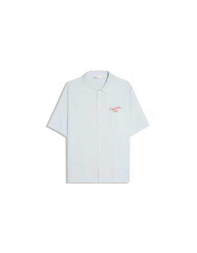 Мужская рубашка boxy fit с коротким рукавом и вышивкой, арт. 3108/557 - BERSHKA