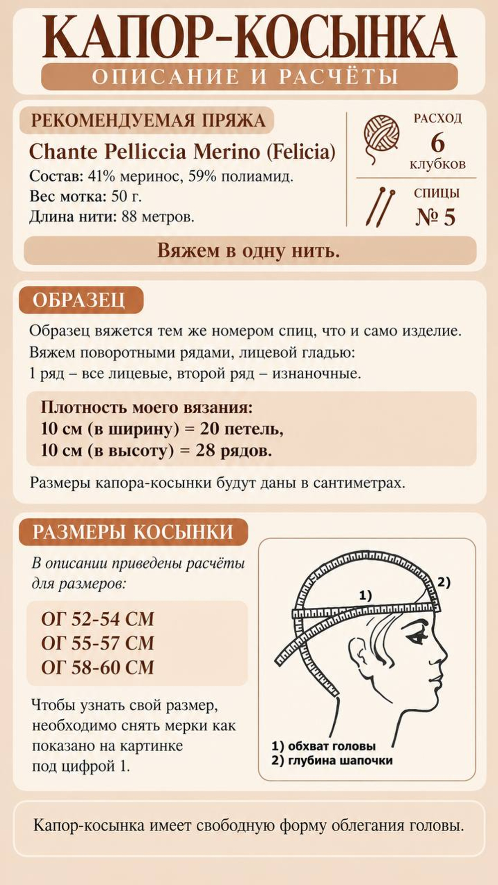 Капор-шарф спицами из пряжи Chante Pelliccia Merino бесплатное описание